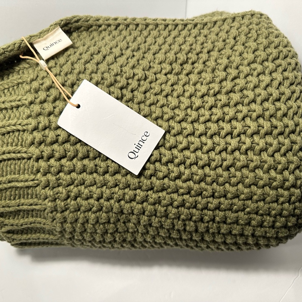 NWT QUINCE Cotton Fisherman Throw - Olive - Picture 6 of 6